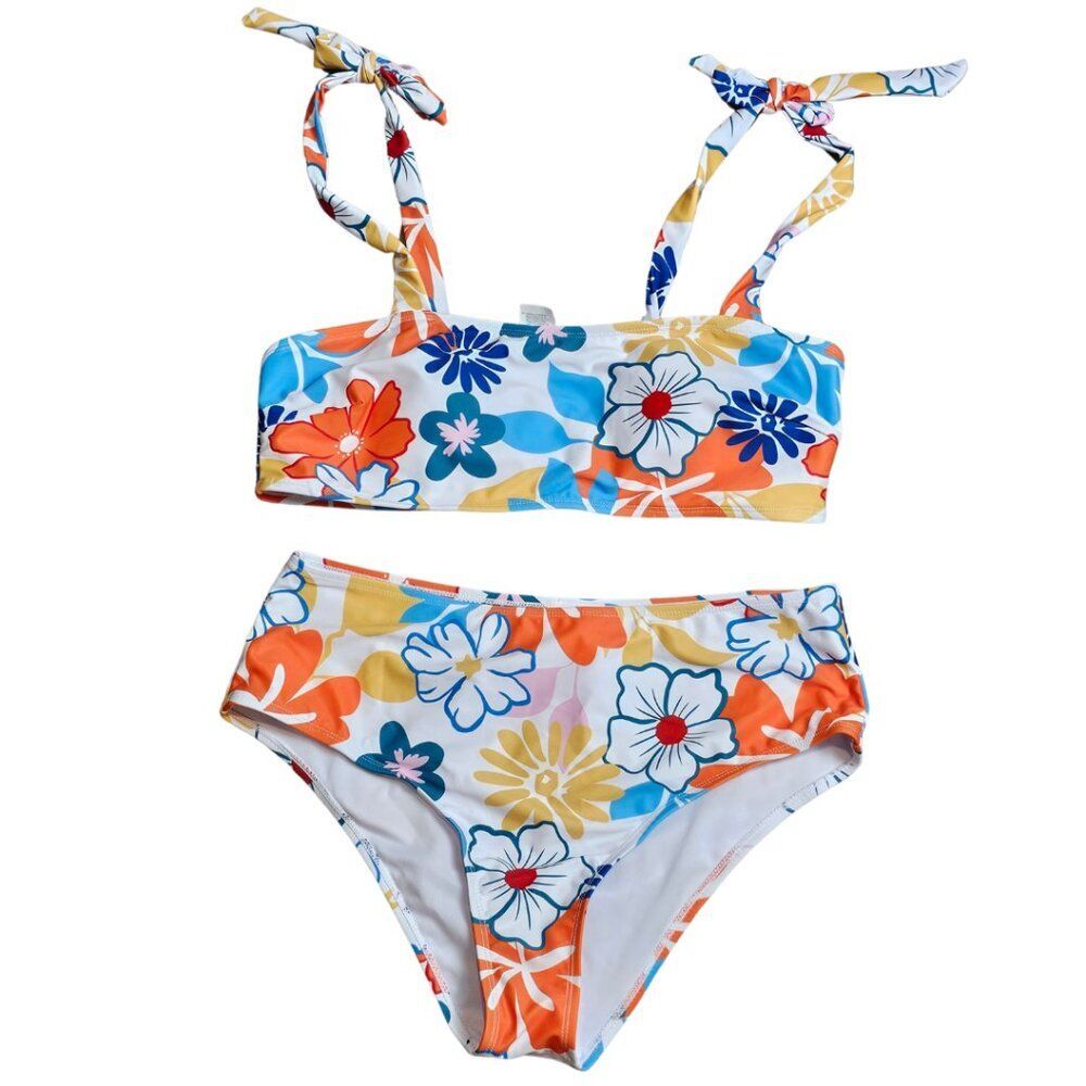 Cupshe Floral Bikini in Blue, Orange, and Yellow